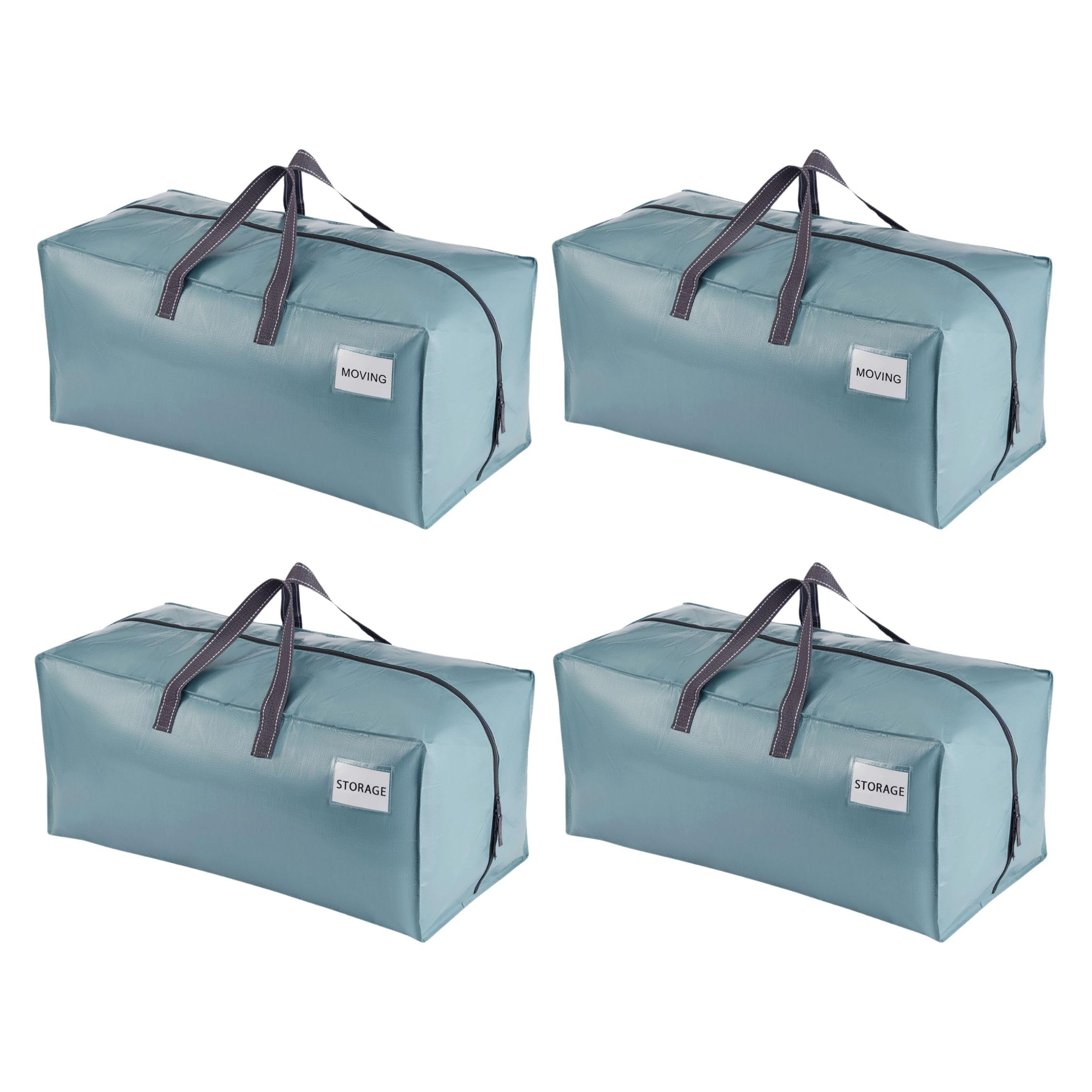 VENO 4 Pack Heavy-Duty Extra Large Moving Bags W/Backpack Straps, Moving House Essentials, Clothes Storage, Packing, Laundry Bags, Reusable and Sustainable (Light Blue, 4 Pack)
