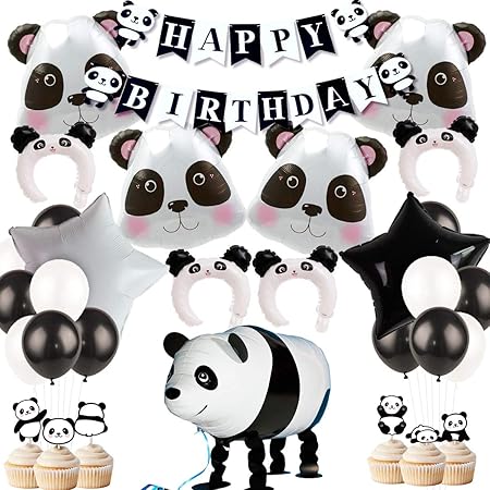 Amazon 動物誕生日飾り 動物パーティーバルーン パンダバルーン 女の子 男の子 ユニセックス 100日 半歳 一歳 歩くパンダバルーン パンダバナー パンダケーキ挿入カード 風船 バルーン おもちゃ