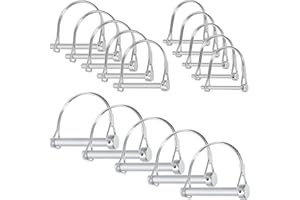 Swpeet 15Pcs 3Sizes 3/16" 1/4" 2/5" D-Shaped Carbon Steel Trailer Coupler Pin Assortment Kit, Zinc Plated Heavy Duty Wire Loc