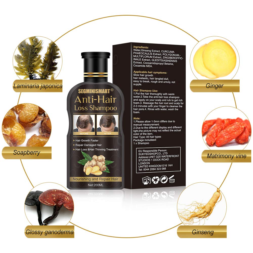 Hair Growth Shampoo,Anti-Hair Loss Shampoo,Hair Loss shampoo,Ginger Hair Care Shampoo Helps Stop Hair Loss,Promotes Thicker,Fuller and Faster Growing Hair for Men & Women: Beauty