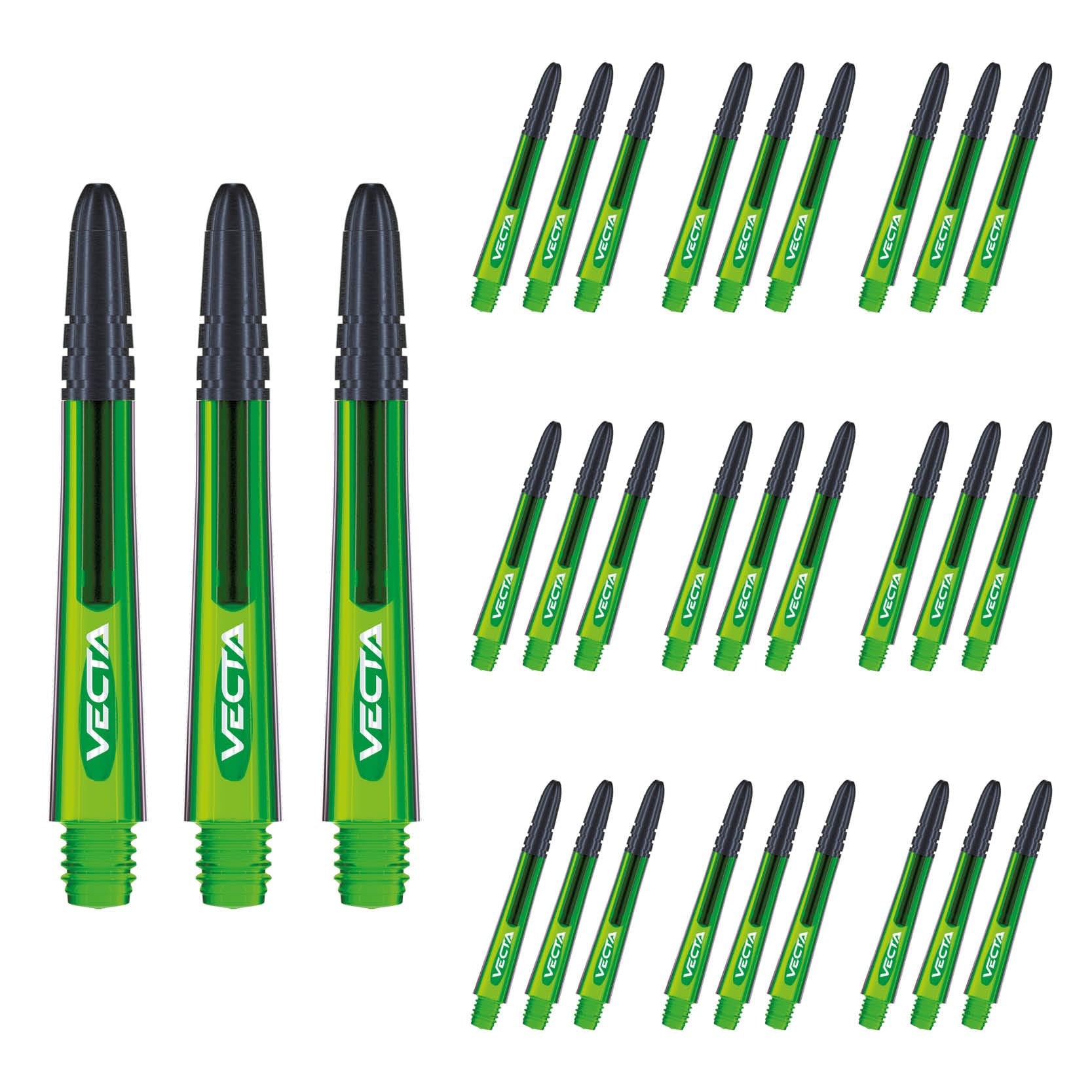 WINMAU Vecta Green Medium Polycarbonate Dart Stems (Shafts) - 10 sets per pack (30 dart stems in total)