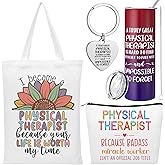 Patelai 4 Pcs Physical Therapist Gifts for Women Christmas Pt Appreciation Gift 20 oz Insulated Tumbler Xmas Therapy Makeup Bag Canvas Tote Bag Thank You Keychain for Therapist Birthday Graduation
