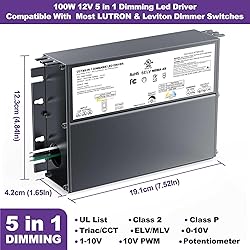 100W 12V Dimmable LED Driver, 0-10V/Triac/RX