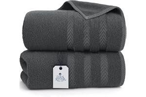 DAN RIVER Pack of 2 Bath Sheet 35x70 Inches, Extra Large Gray Bath Towels Oversized, Absorbent Cotton Towels for Bathroom