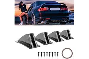 JMTBNO 4pcs Carbon Fiber Curved Shape Rear Bumper Diffuser Universal Shark Fin Spoiler Trim Covers Decoration Set Lip Wing Splitter