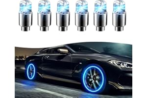 Yumfugu 6 PCS Car Hot Wheels Wheel Hub Light, American Style Flashing Breathing Light with Inner Tube Valve, Cool Lighting Modification Accessories, for Most Cars, Bicycles, Motorcycles (Blue)