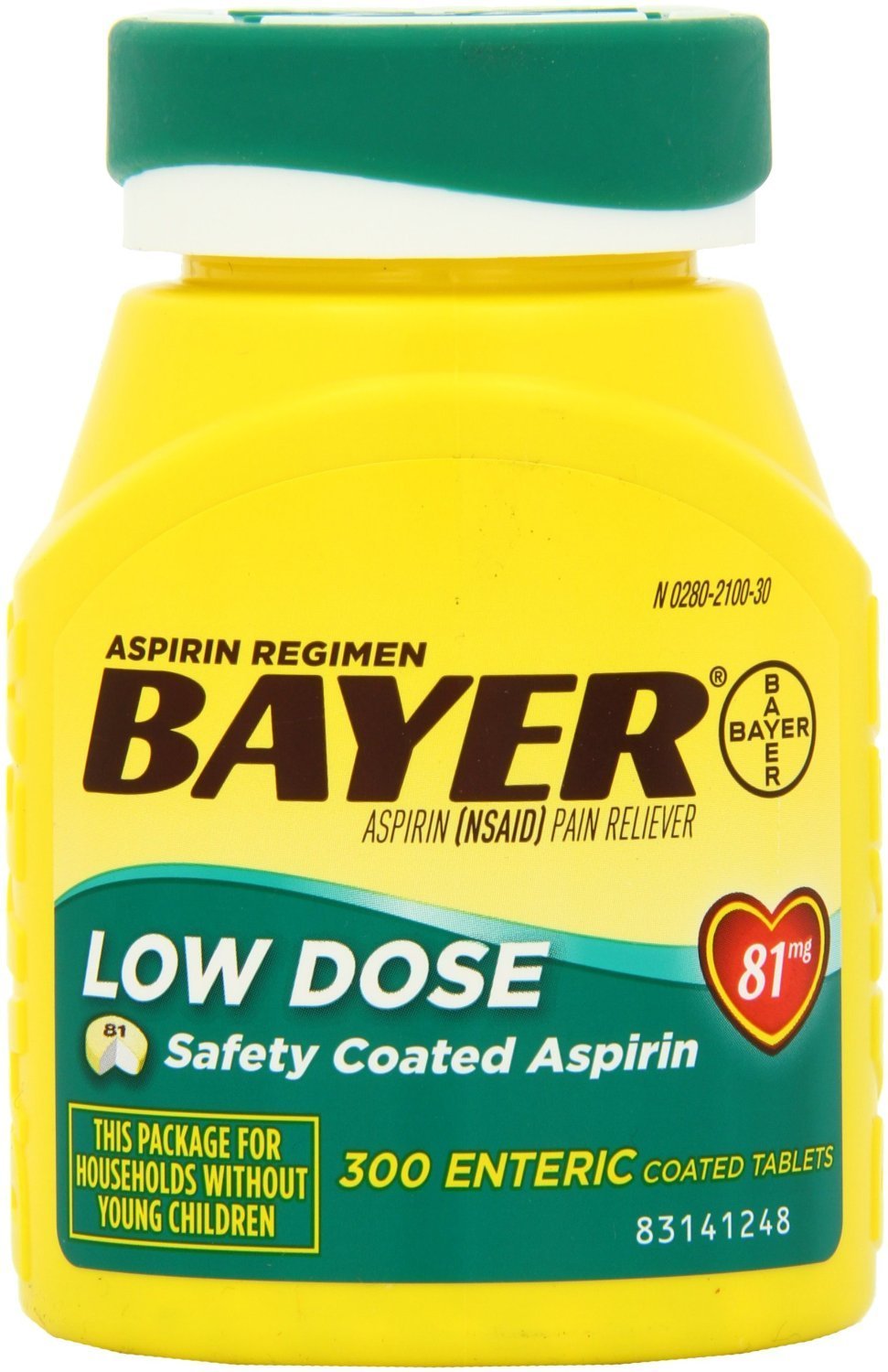 Aspirin Regimen Bayer 81mg Enteric Coated Tablets, #1 Doctor Recommended Aspirin Brand, Pain Relieve