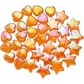 Tupalizy 100PCS Mini Acrylic Beads 9mm Heart Charms and 11mm Star Beads for Jewelry Making Bracelets Necklaces Earrings Key Chain Accessories DIY Crafts Valentine Christmas Birthday Gifts (Orange)