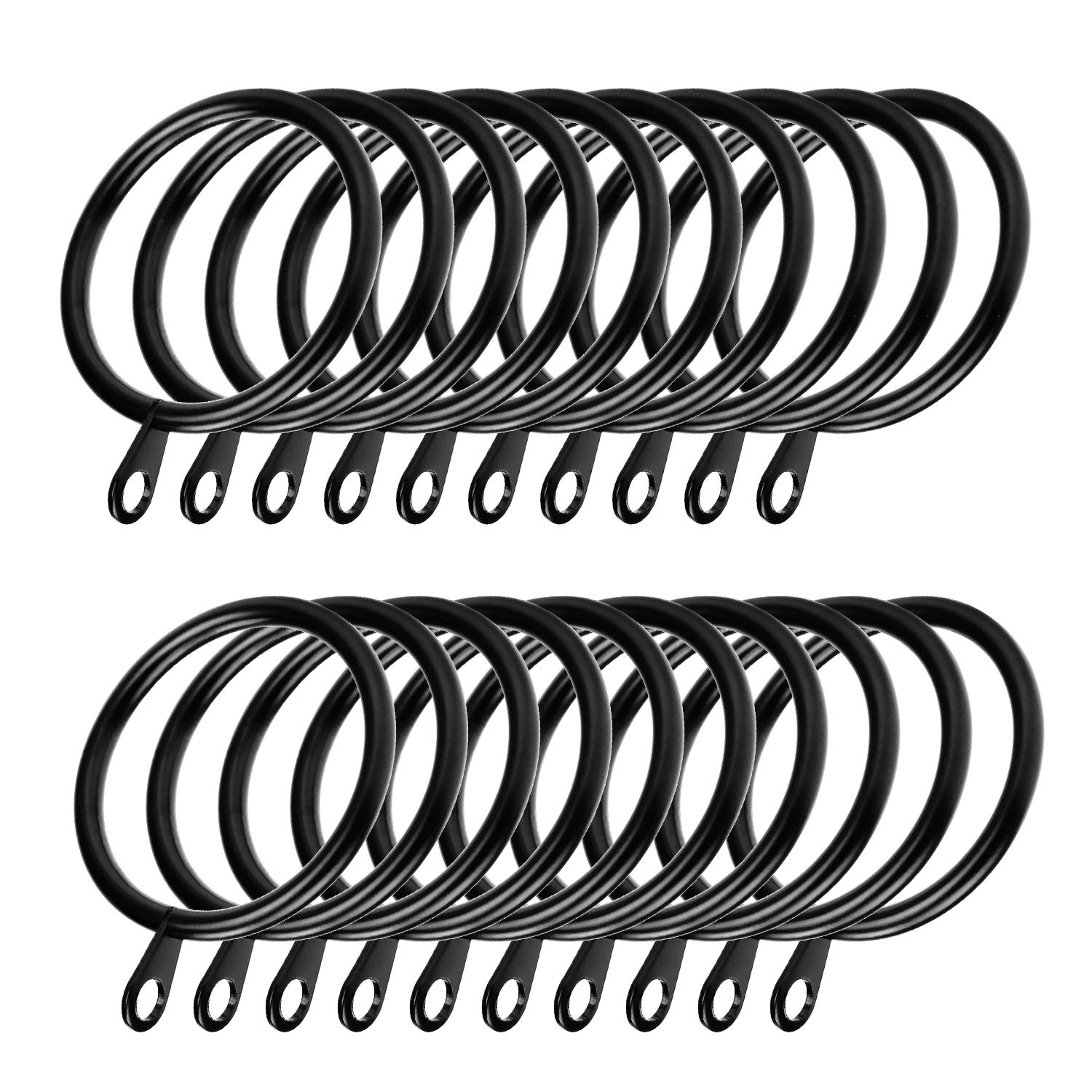 Coolty 60pcs Metal Curtain Rings with Eyelet, Curtain Hanging Ring for Curtain Poles, Rods and Drapery, 38mm Internal Diameter (Black)