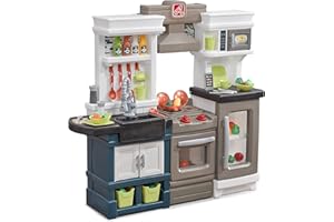 Step2 Modern Metro Kitchen Set for Kids – Includes 30+ Toy Kitchen Accessories, Interactive Features for Pretend Play – Indoor/Outdoor Toddler Playset – Dimensions 44.75" H x 46.5" W x 13.5" D