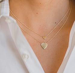 WFYOU Gold Heart Necklace for Women Dainty Tiny 14k