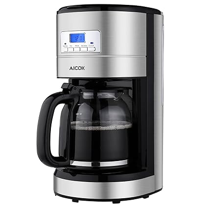 Aicok Coffee Maker, Coffee Maker Machine, Stainless Steel Coffee Maker, Organic Coffee Maker, Coffee Maker Kit, Programmable Coffee Maker with Timer, Coffee Maker 12, Large Coffee Maker.