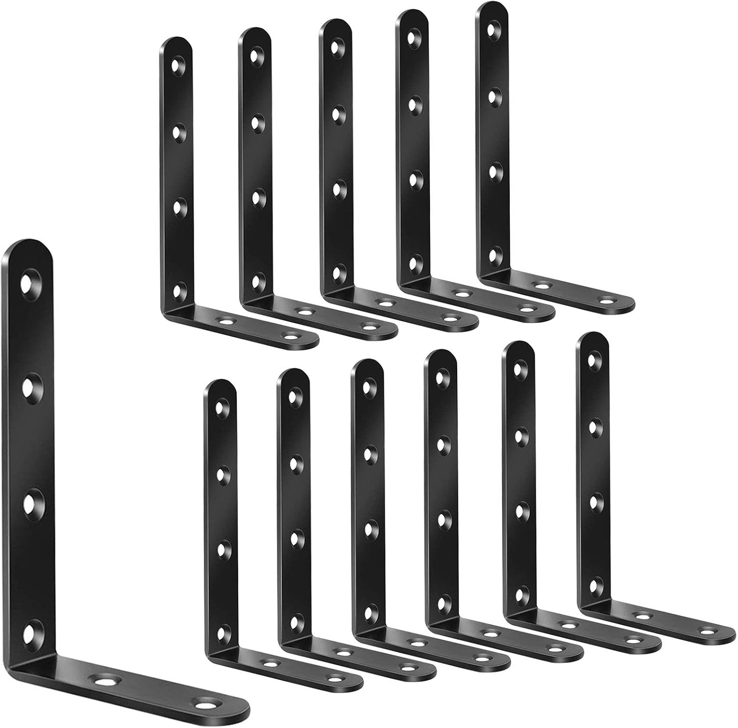 Leaf Lovely SHANQ 12PCS Shelf Bracket, 125mm x 75mm Wall Support Corner Brace with Screws, Metal Right Angle Fastener
