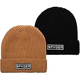 Spyder Knitted Mens Beanie - 1 Pack/2 Pack Cozy Rib Knit Beanie for Men - Warm Winter Hat Skull Cap w/Embroidered Logo Patch