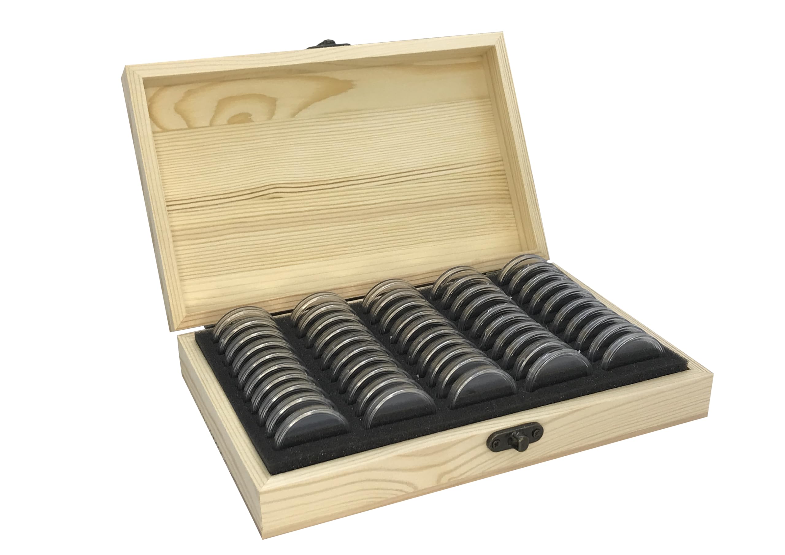 30/50/100PCS Coin Capsule Wooden Display Box With Adjustable Inner Pad Coin Collection Storage Box Transparent Plastic Coin Case Casing Organizer For Coin Collection Supplies and Collecting (50PCS)