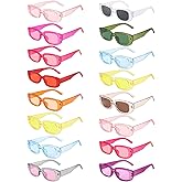 16 Pack Rectangle Sunglasses for Women Retro Colored Square Glasses Bulk 90s Vintage Eyewear Uniex Adults