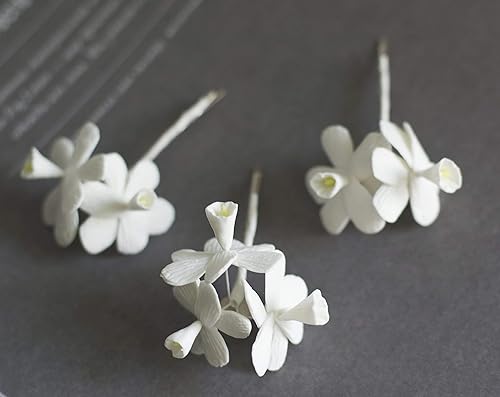 Amazon Com White Daffodil Flower Bridal Hair Pins Handmade