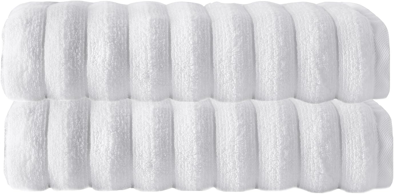 Enchante Home Vague Zero-Twist Bath Towels 100% Turkish Micro Cotton, Set of 2