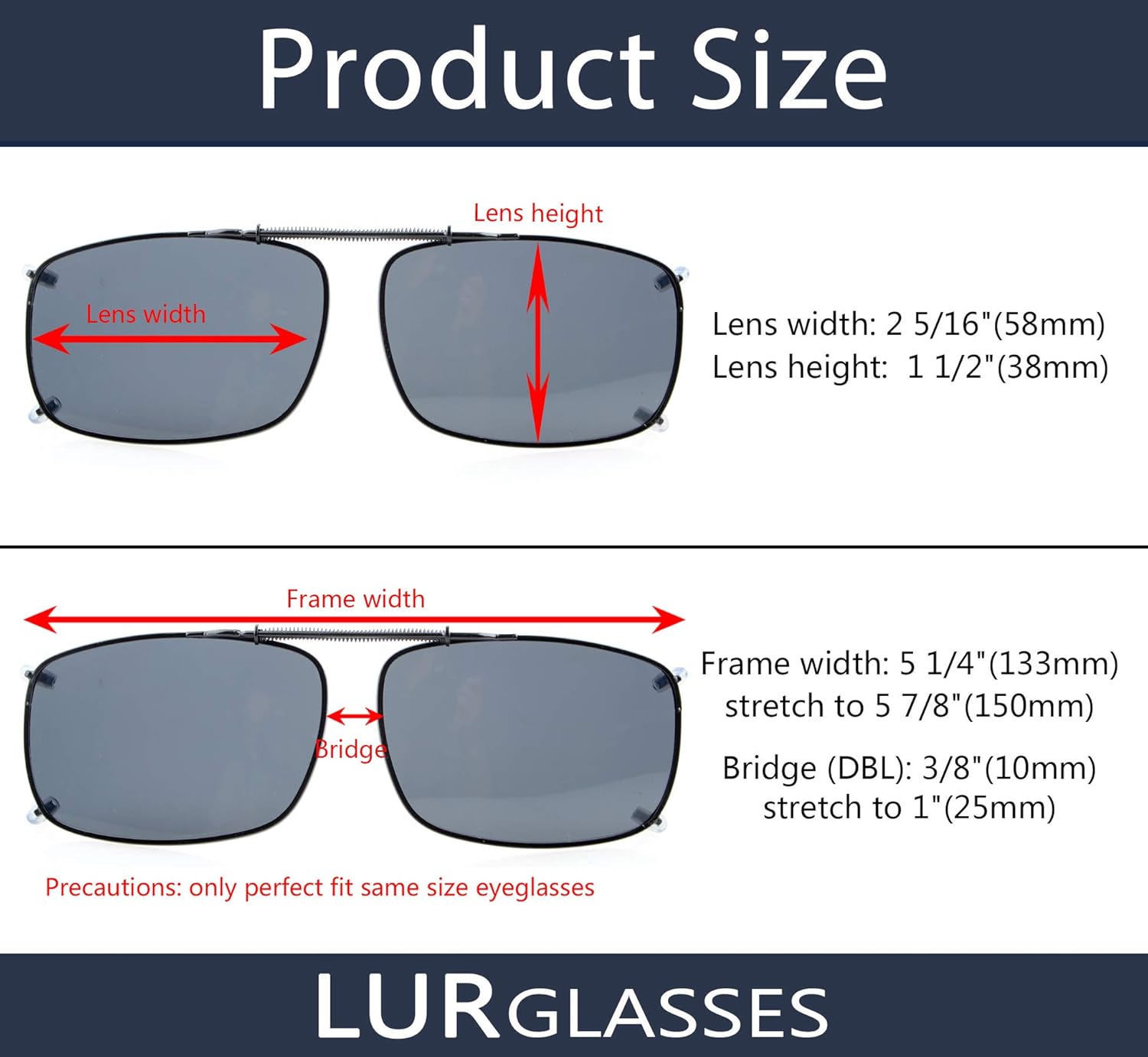 sunglasses lens height