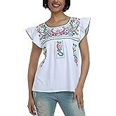 YZXDORWJ Women's Mexican Peasant Blouse Cotton Tops White Shirt