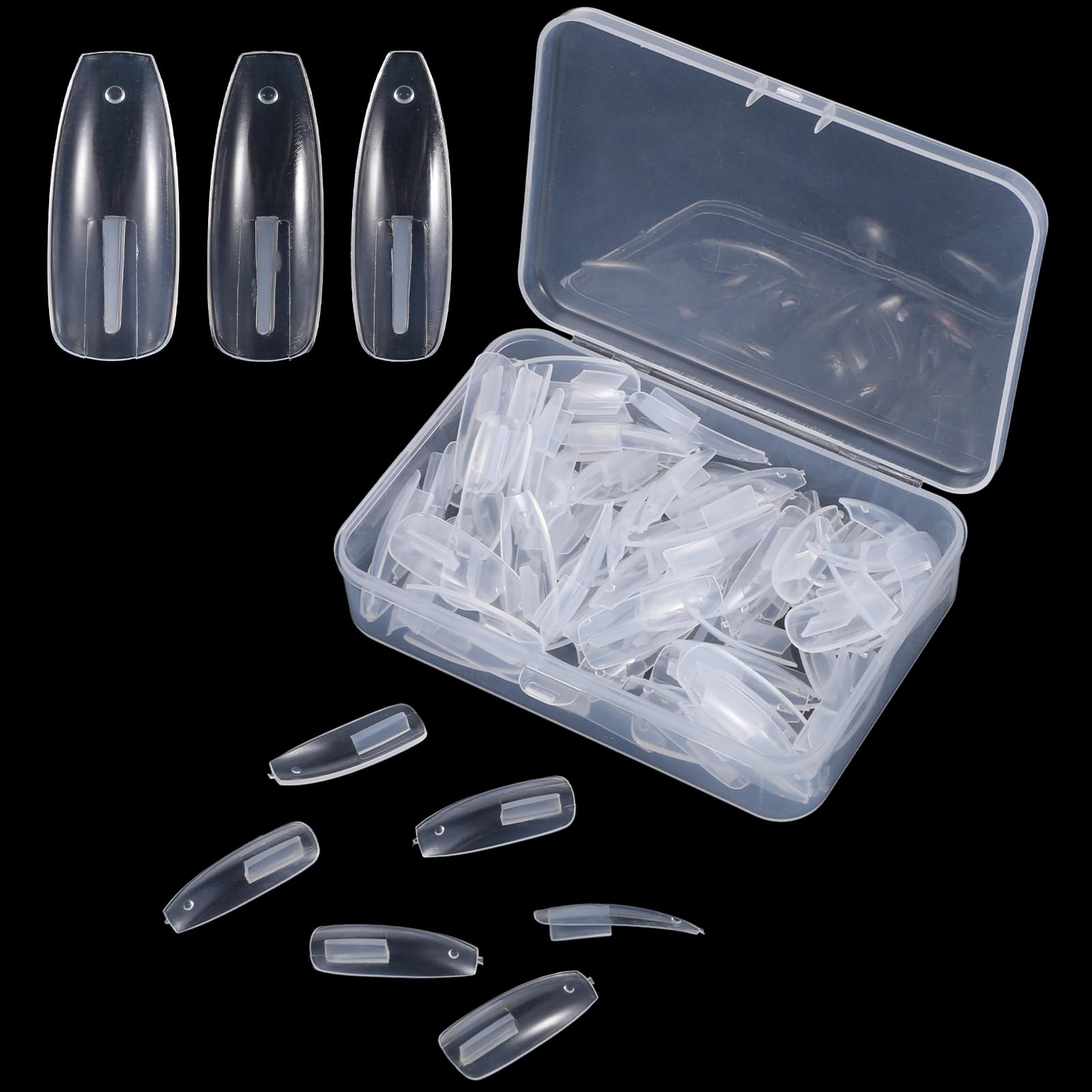 Photo 1 of 100 Pcs Replacement Clear ABS Nail Tips for Practice Hand Clear Fake Nails for Practice Refill Fake Nail Tips for ABS Nails Hand for DIY Art Salon Practices Tool