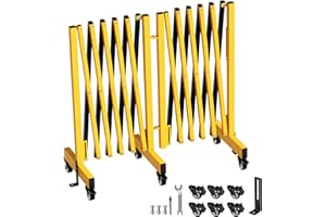 JTZFD 12.2FT Industrial Metal Expandable Barricade，Retractable Traffic Fence with Casters, Folding Security Gate，Portable Barricade Gate for Construction Area, Traffic Control, Cordon