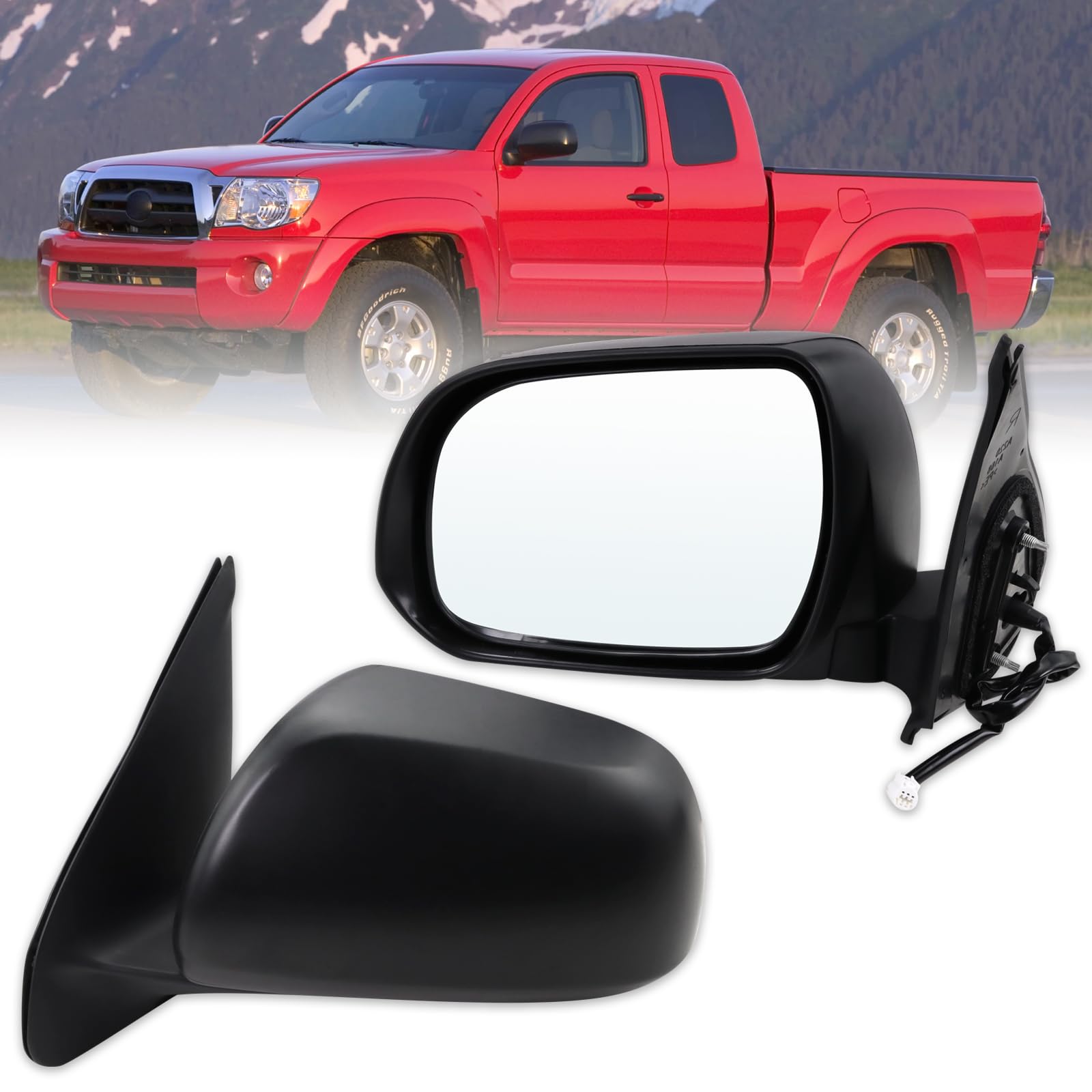 Photo 1 of Lqito Left Driver Side Mirror Compatible With 2005 2006 2007 2008 2009 2010 2011 Toyota Tacoma With Power Glass Manual Folding Black Replace#8794004180(3Pins)