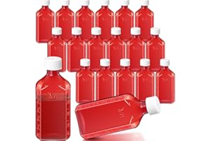 Reallnaive 20 Pcs Liquid Medicine Bottle Oval Plastic Bottles Child Resistant Caps Medicine Bottle Adapter (6 oz)