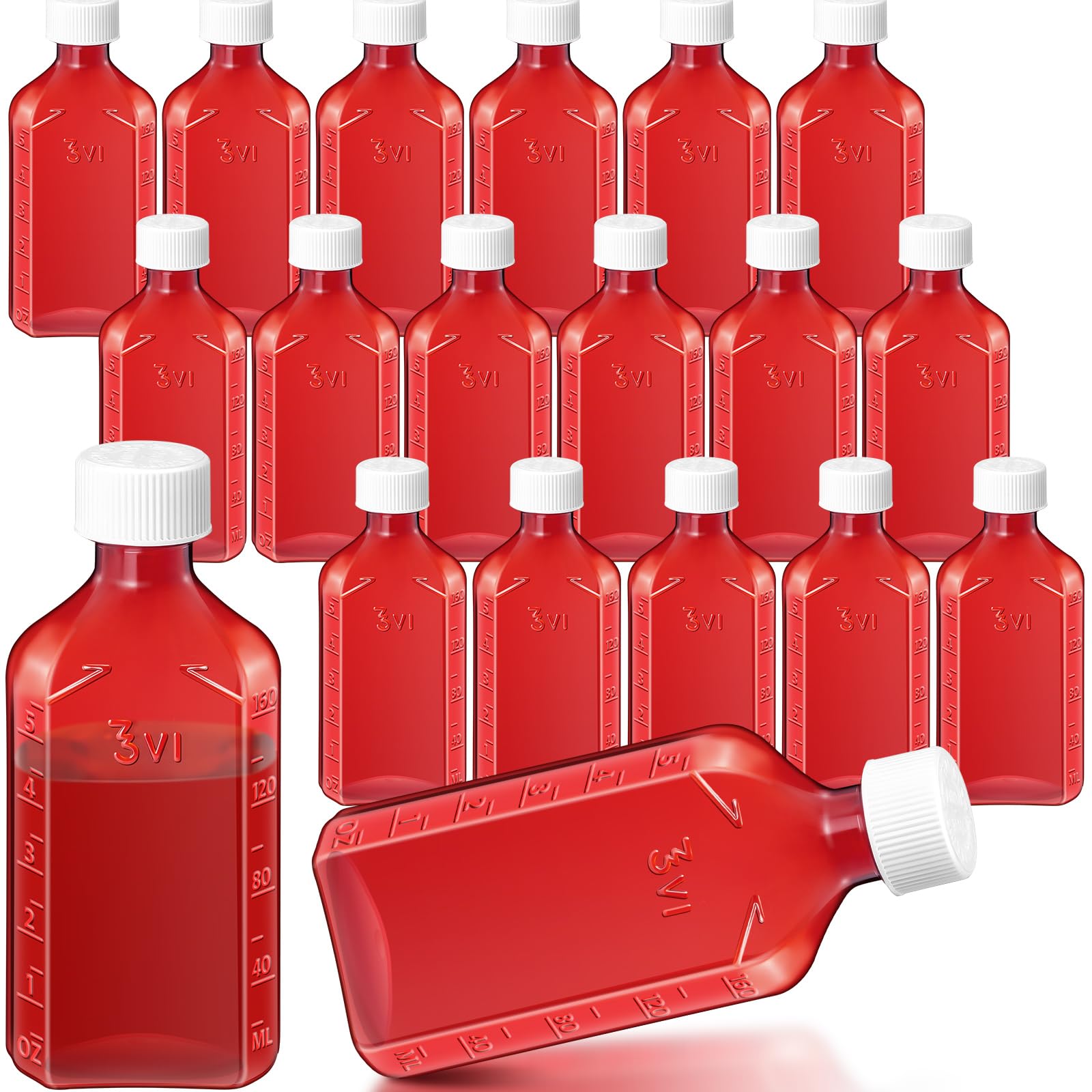 Photo 1 of Reallnaive 20 Pcs Liquid Medicine Bottle Oval Plastic Bottles Child Resistant Caps Medicine Bottle Adapter(6 oz)