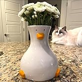 MOUGIGI Handcrafted Ceramic Duck Vase - White Modern Flower Vase with Unique Duck Design - Round Aesthetic Table Decor - Funk