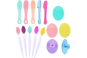 Yebeauty Silicone Facial Cleansing Brush Set of 15, 5pcs Face Scrubber, 5pcs Nose Blackhead Remover and 5pcs Double-Sided Exfoliating Lip Brush Lip Exfoliator Tool for Skincare