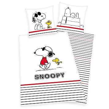 Klaus Herding Bettwäsche 'Snoopy' Wendemotiv Bezug 135x200cm Kissen 80x80cm