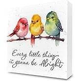 Every Little Things Is Gonna Be Alright Wooden Sign, Farmhouse Wooden Sign for Desk Shelf Tabletop Home, 6x6x0.6 Inches