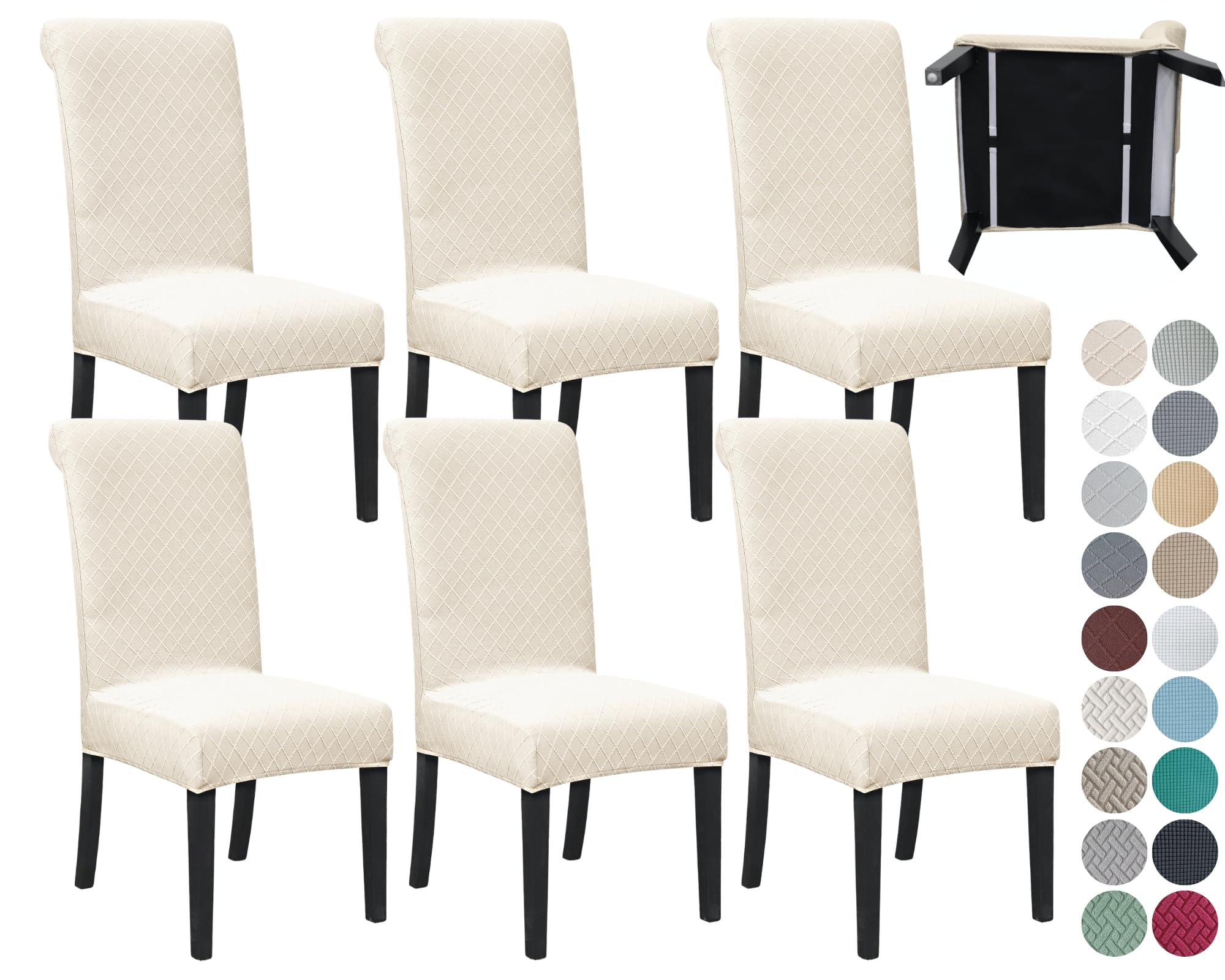 SPRINGRICO 6 Pack Dining Room Chair Covers with seat Belt, Stretch ...