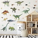ASMPIO 14Pcs Dinosaurs Wall Stickers, Removable Forest Dinosaur Wall Decals Waterproof Dino Animal Decor Mural for Bedroom Living Room Bathroom Home Decoration