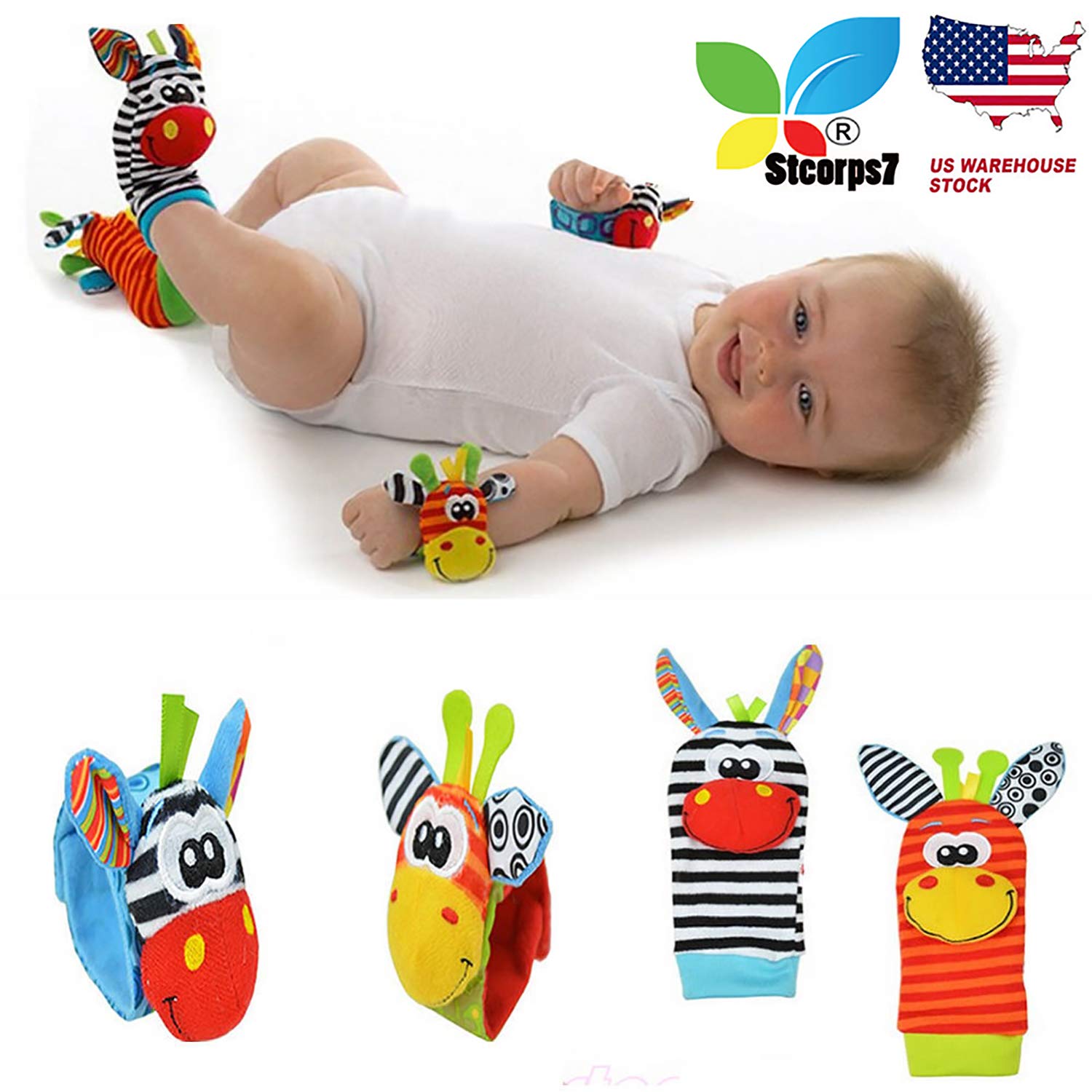 本物 ベル 手手首 子供 赤ちゃん 幼児 かわいい動物 4個セット