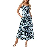 GRACE KARIN Womens Summer Clothes 2026 Boho Floral Maxi Long Dresses Spaghetti Straps Casual Beach Sundress with Pockets