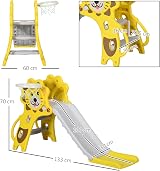 AIYAPLAY Toddler Slide 3-in-1 Climber Basketball Hoop Lion Yellow 18-36 Months view 7