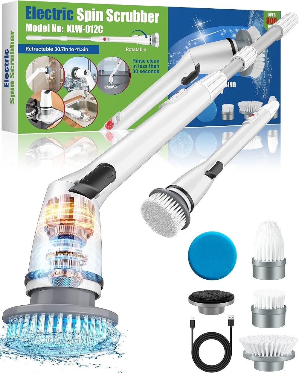 Art Institute Glitter Power Scrubber Electric Spin Brush USB Rechargeable 5