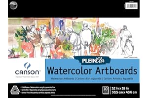 Canson Artist Series Plein Air Watercolor Paper, Fold Over Art Board, 12x16 inches, 10 Sheets - Artist Paper for Adults and S