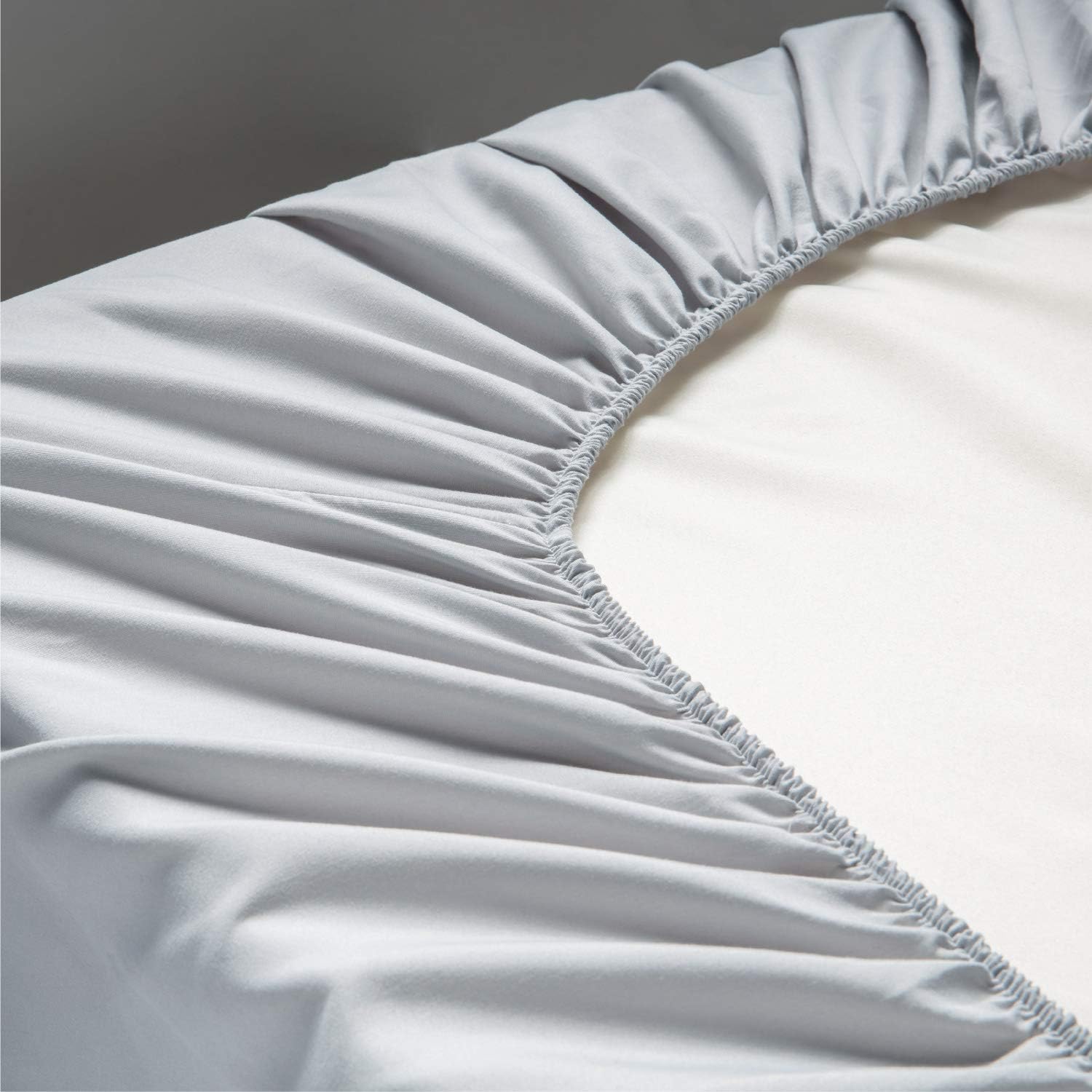 Bedsure Bed Sheet Set - Ruffled Embossed Light Gray Bed Sheets - Soft Brushed Microfiber, Wrinkle Resistant Bedding Set - 1 Fitted Sheet, 1 Flat Sheet, 2 Pillowcases (Queen, Light Grey): Home & Kitchen