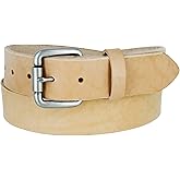 Made in U.S.A Belt Natural Finish Full Grain Leather Belt with Roller Buckle 1-1/2"(38mm) Wide