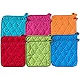 Classic Home 12 Pack (Dozen) Pot Holders, Cotton, Heat Resistant, Kitchen Essential, Potholder Set, Trivet for Cooking and Baking with Hanging Loops