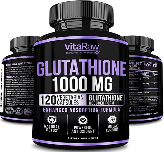 Glutathione 1000mg Immune Support, Liver Detox & Cleanse, Brain Booster