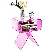 solaround Acrylic Nightstand Bedside Side Table, 39 x 30 x 45cm, Pink