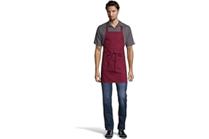 Uncommon Threads Unisex Adjustable No Pocket Restaurant Bib Apron, Burgundy, One Size