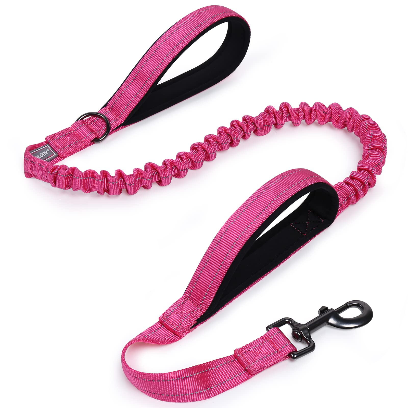 VIVAGLORY Dog Lead Pullsafe Bungee Dog Lead, Leash with 2 Padded Handle & Double Handle for Training & Walking, Bungee Anti Pull for Pet That Pull, 1.2m x 2.5cm, Pink