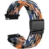 WOCCI 24mm Braided Nylon Watch Band for Men and Women, Quick Release, Black Stainless Steel Buckle (Camo)