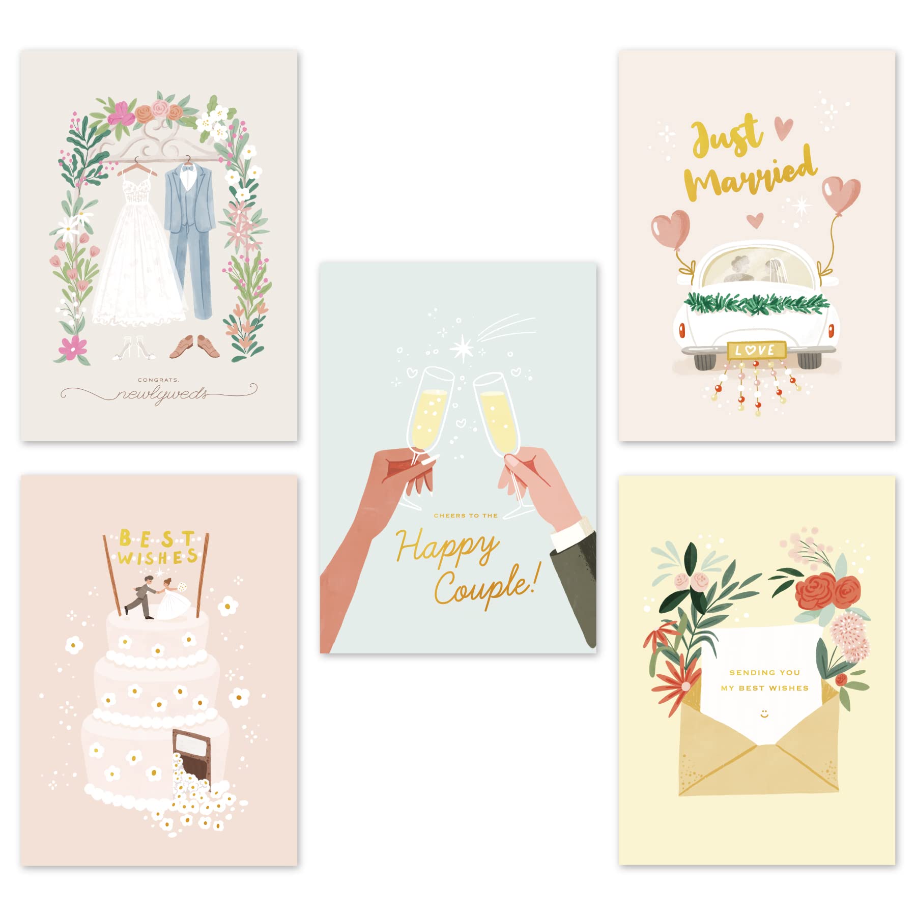 Gooji 5x7 Wedding Greeting Cards with Envelopes (Bulk 10-Pack) Matching Peel-and-Seal Envelopes | Assorted Bulk | Engagement, Blank Notes Box Assorted Stationary Personalized