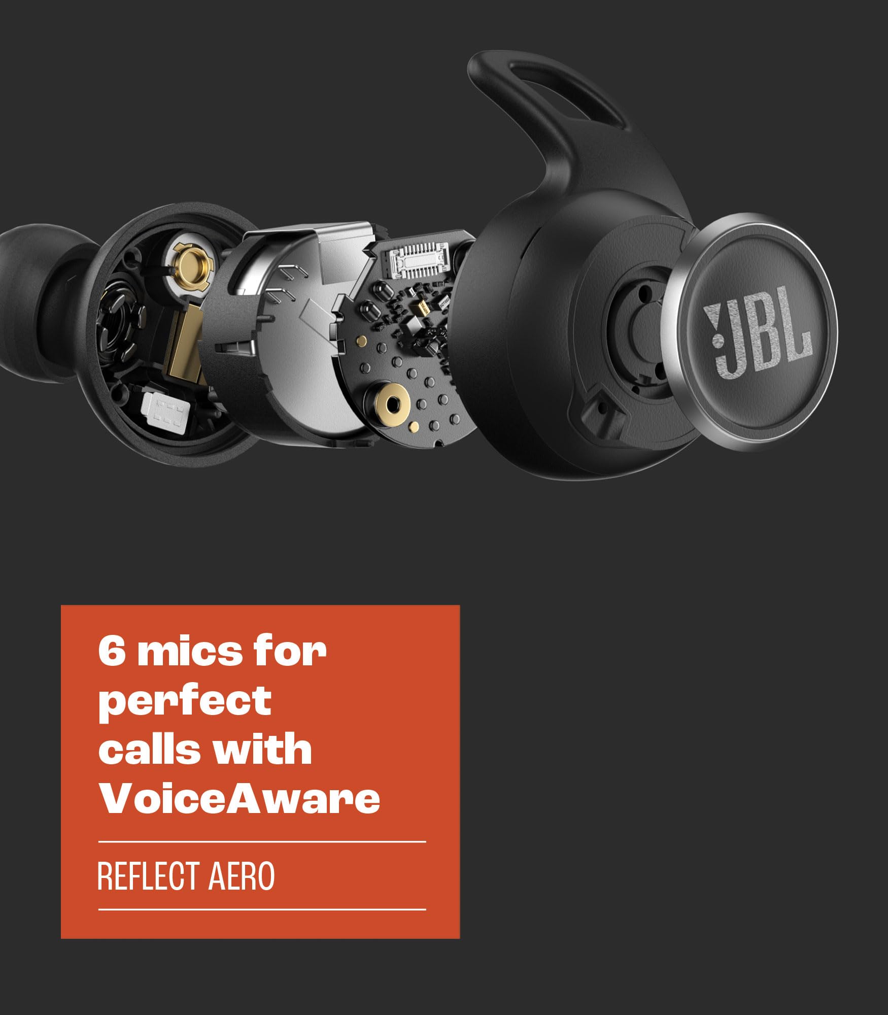 JBL Reflect Aero - True Wireless Noise Cancelling Active Earbuds, 6 mics for Perfect Calls with VoiceAware, Extreme dustproof & Waterproof, Comfortable, Secure fit, 24hr with Fast-Charging (Black)